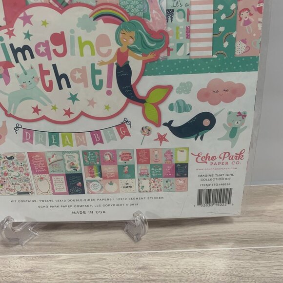 Echo Park "Imagine That" Mermaids Unicorns Craft Scrapbook Junk Journaling Kit - Picture 2 of 7